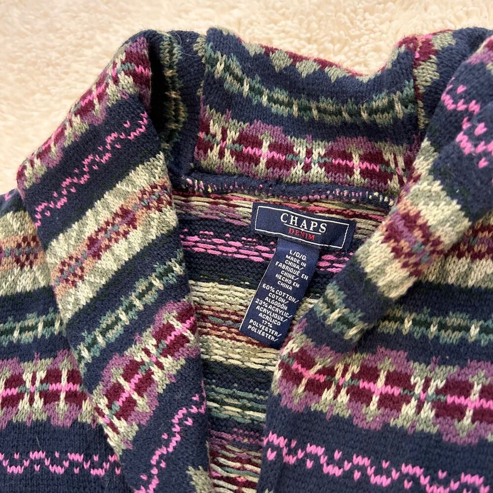 Chaps Womens Knit Sweater Vest Multicolor L Cotton Boho Indie Grunge Gorpcore - Picture 5 of 5